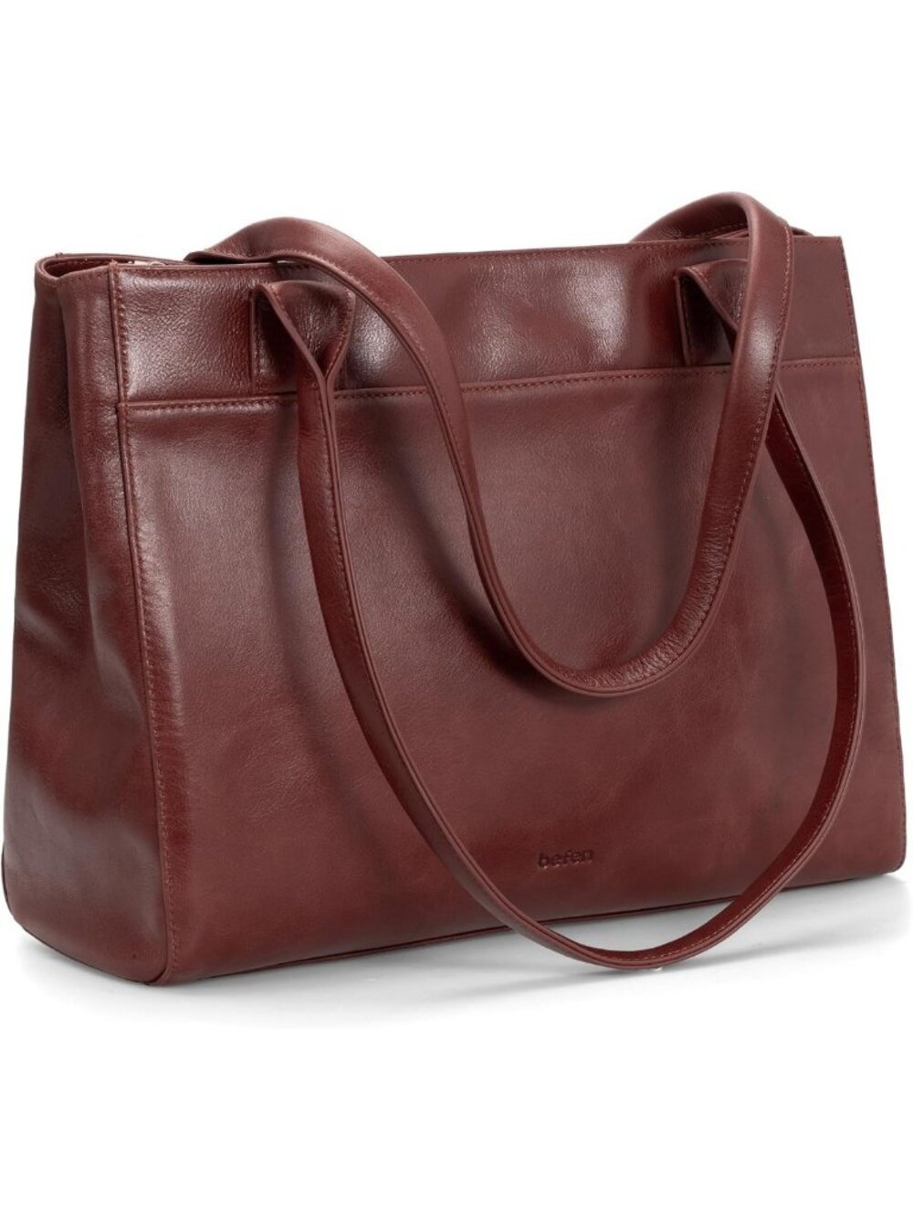 Vintage Genuine Leather Work Tote Bag for Women, Stylish Zippered Tote Handbag